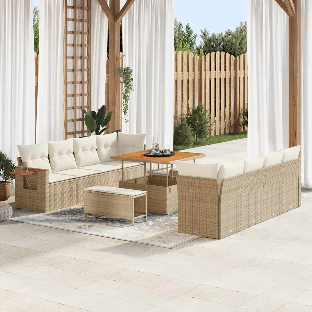 Gartensofa-set mit Kissen 11 pcs Beige und Creme