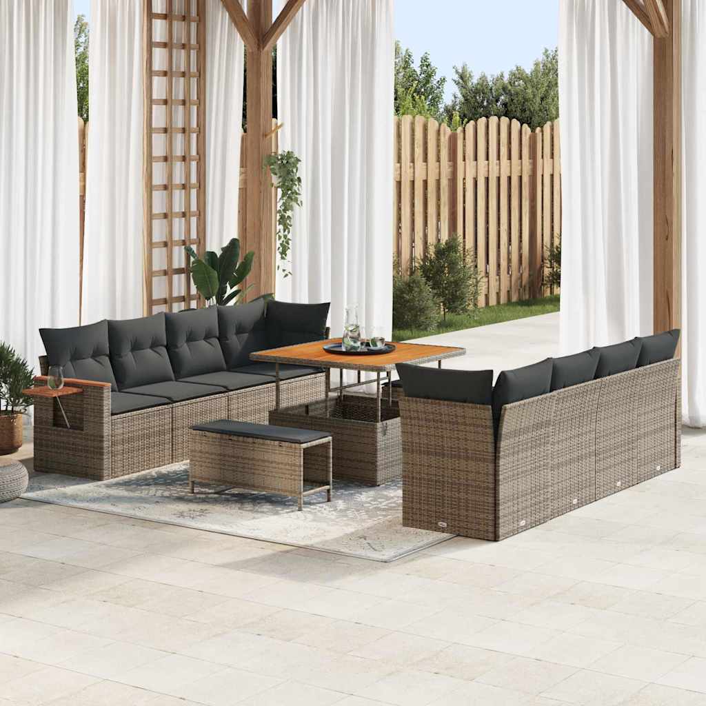 Gartensofa-set mit Kissen 11 pcs Grau