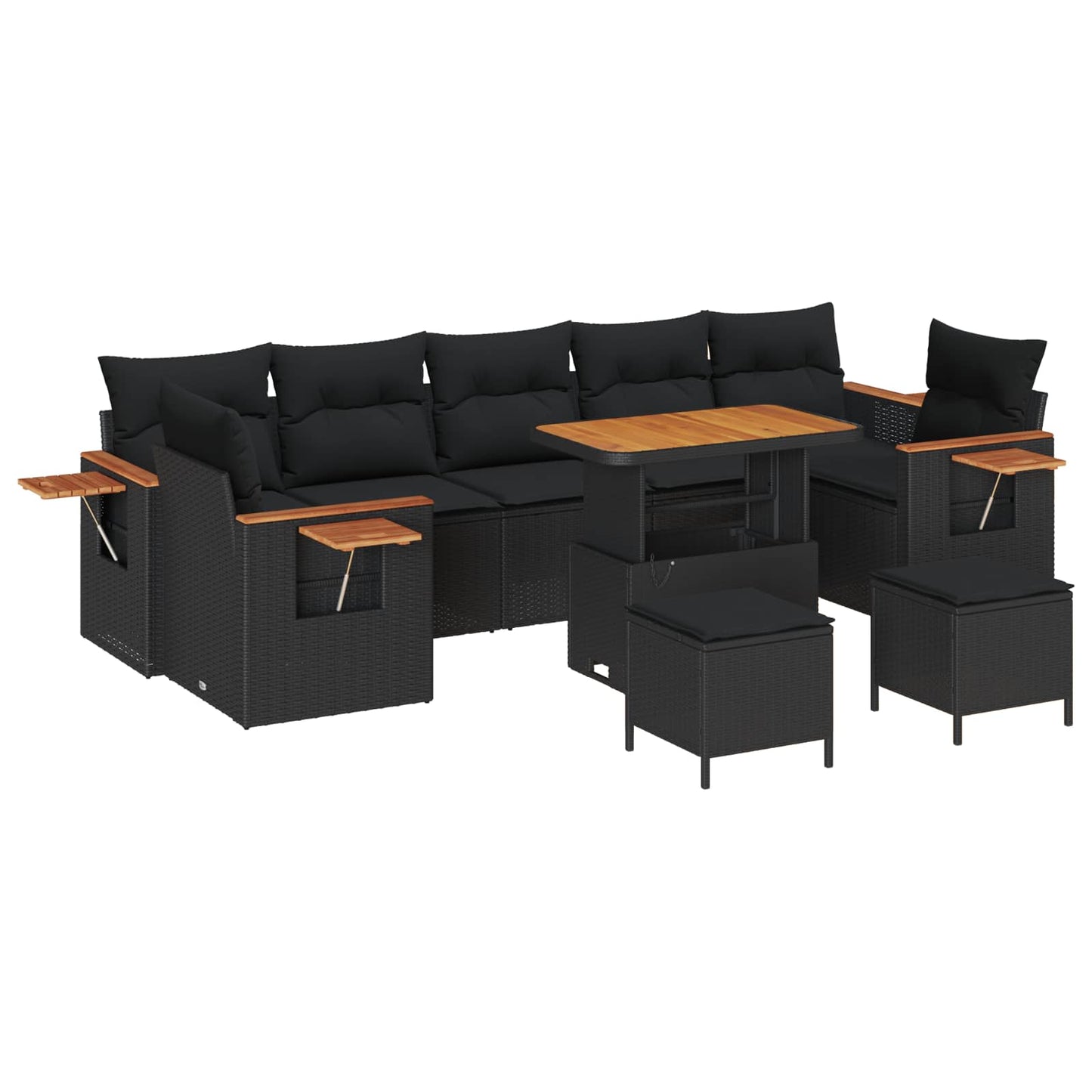 Gartensofa-set mit Kissen 10 pcs Schwarz