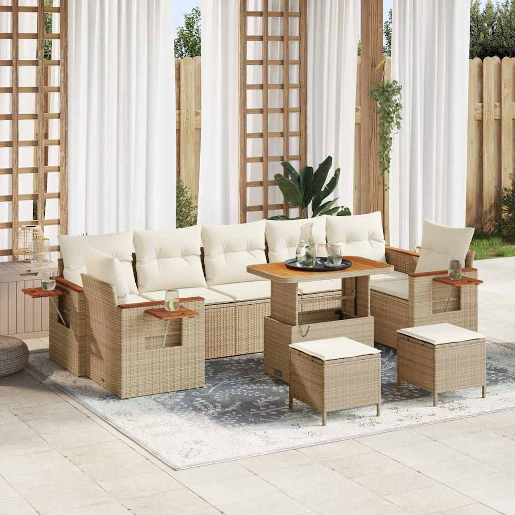 Gartensofa-set mit Kissen 10 pcs Beige und Creme