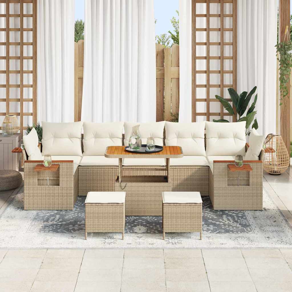 Gartensofa-set mit Kissen 10 pcs Beige und Creme