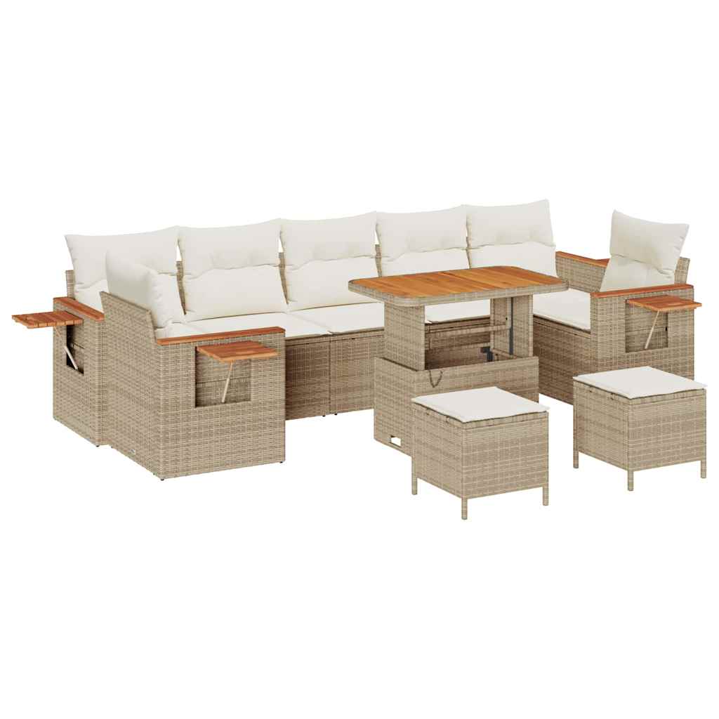 Gartensofa-set mit Kissen 10 pcs Beige und Creme