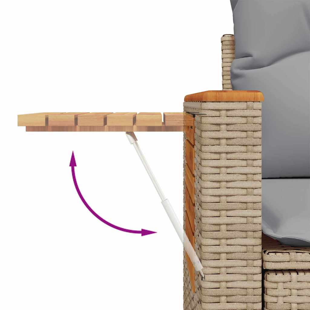 Gartensofa-set mit Kissen 10 pcs Beige und Hellgrau