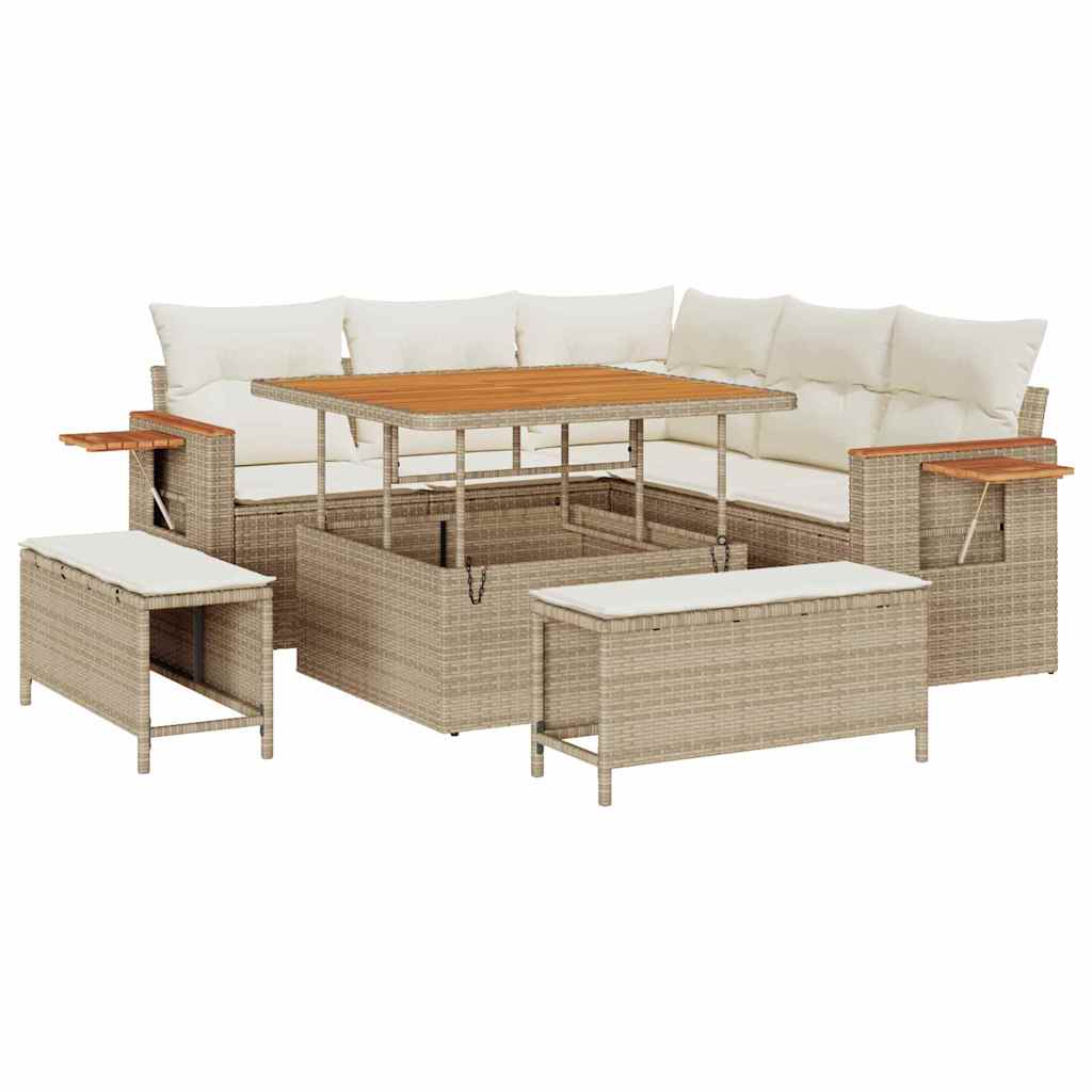 Gartensofa-set mit Kissen 8 pcs Beige und Creme