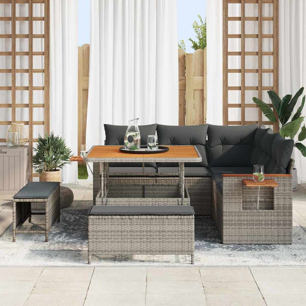 Gartensofa-set mit Kissen 8 pcs Grau
