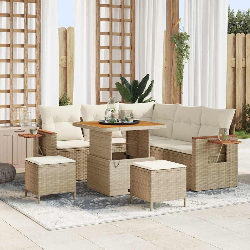Gartensofa-set mit Kissen 8 pcs Beige und Creme