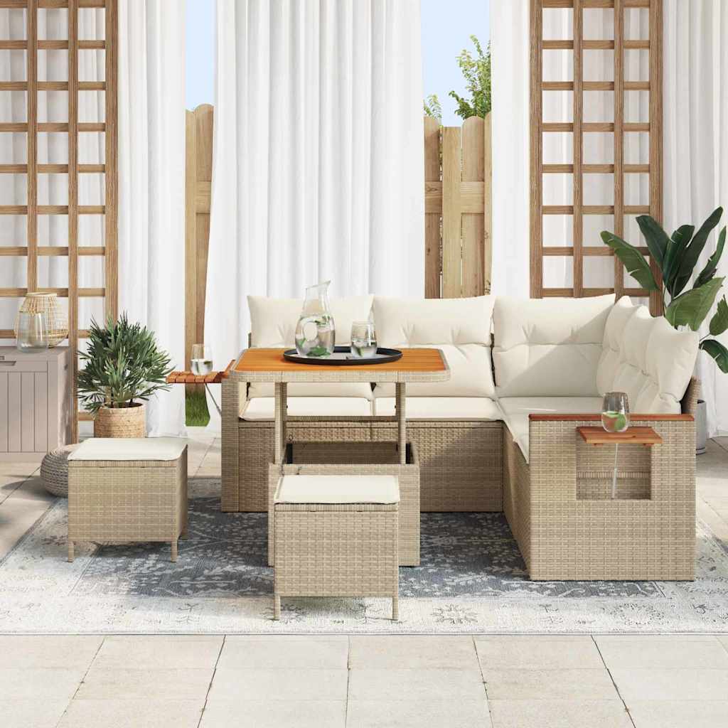 Gartensofa-set mit Kissen 8 pcs Beige und Creme
