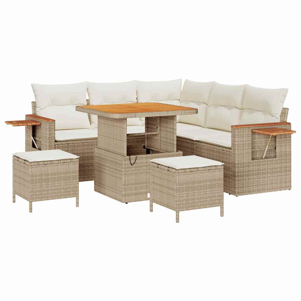 Gartensofa-set mit Kissen 8 pcs Beige und Creme