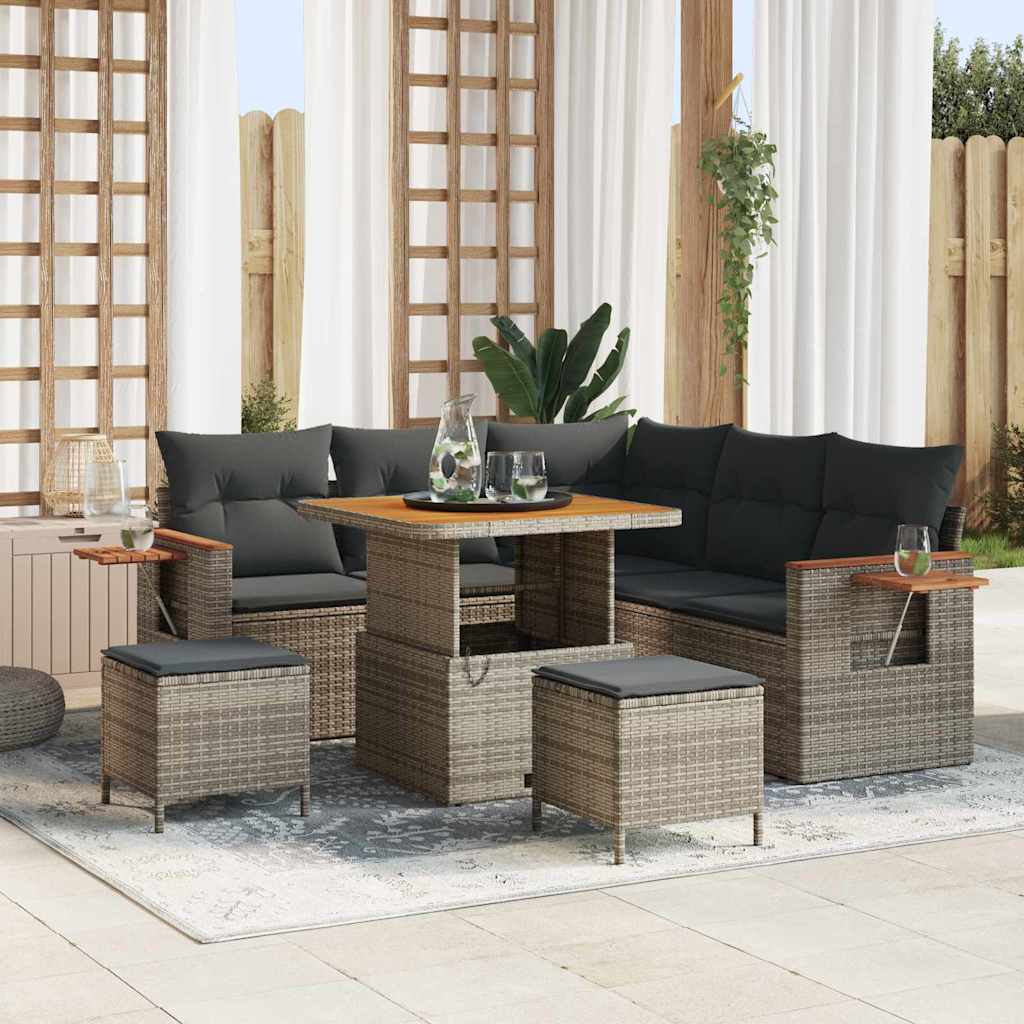 Gartensofa-set mit Kissen 8 pcs Grau
