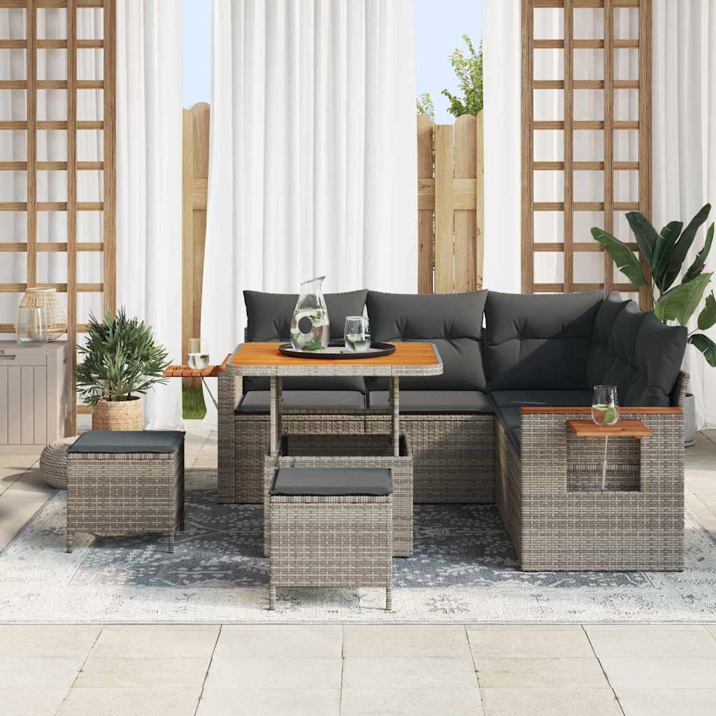 Gartensofa-set mit Kissen 8 pcs Grau