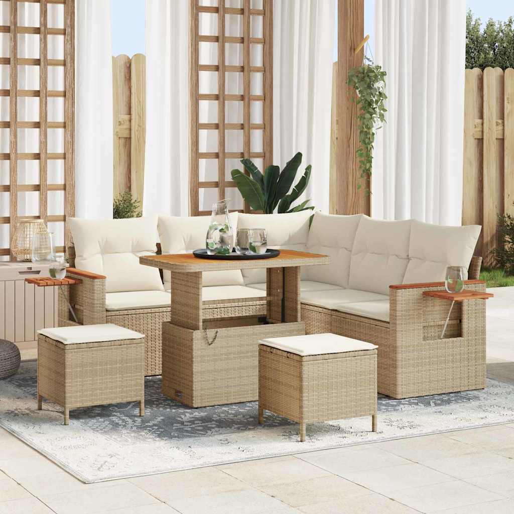 Gartensofa-set mit Kissen 8 pcs Beige und Creme
