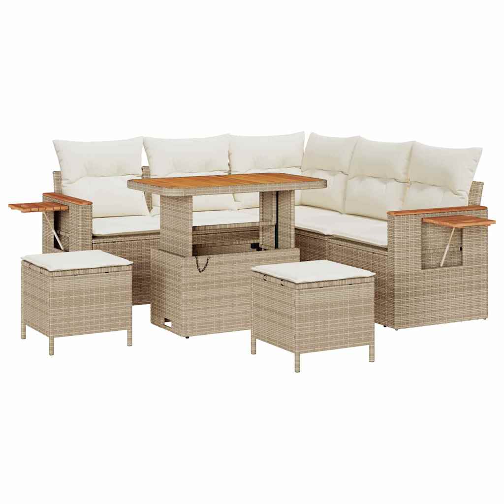 Gartensofa-set mit Kissen 8 pcs Beige und Creme
