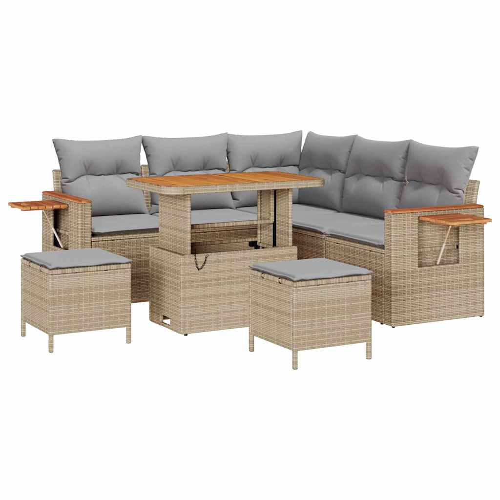 Gartensofa-set mit Kissen 8 pcs Beige und Hellgrau