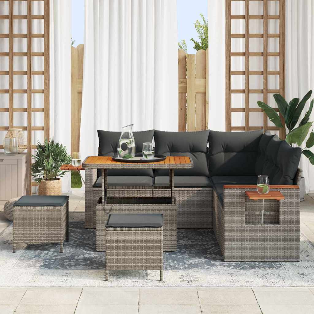 Gartensofa-set mit Kissen 8 pcs Grau