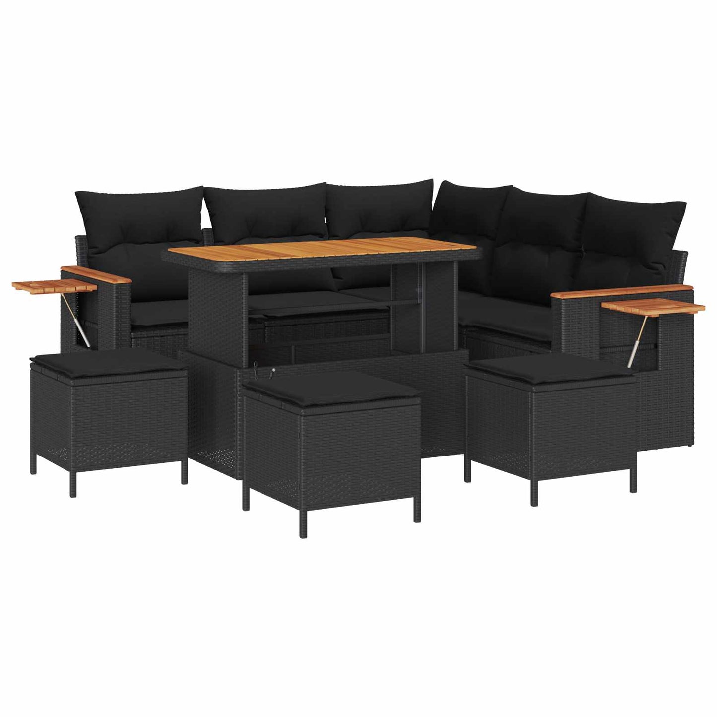 Gartensofa-set mit Kissen 9 pcs Schwarz