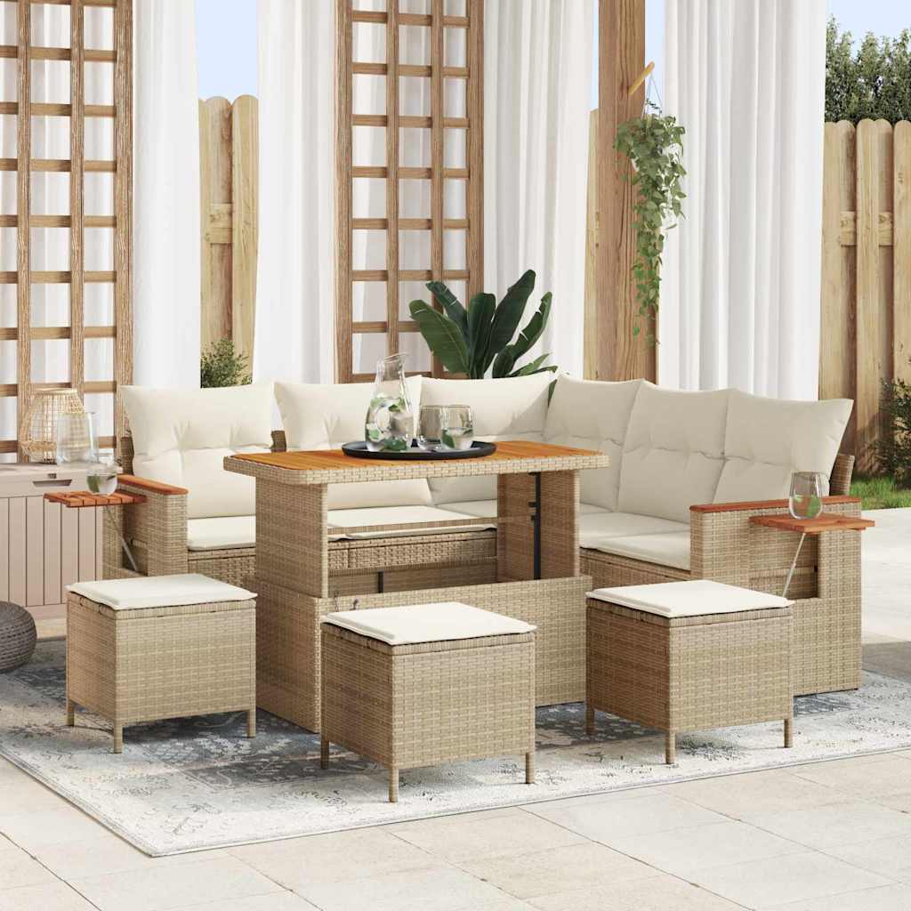 Gartensofa-set mit Kissen 9 pcs Beige und Creme