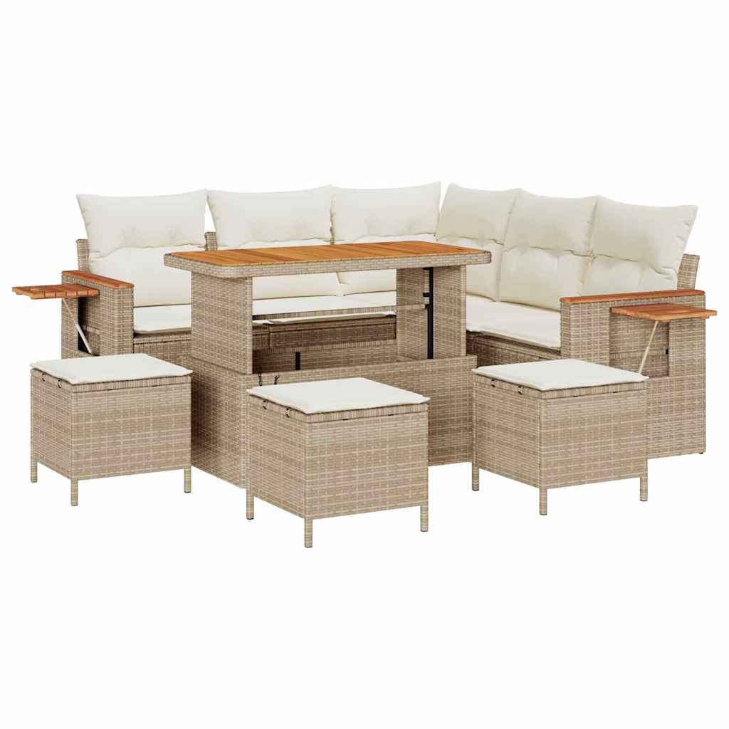 Gartensofa-set mit Kissen 9 pcs Beige und Creme