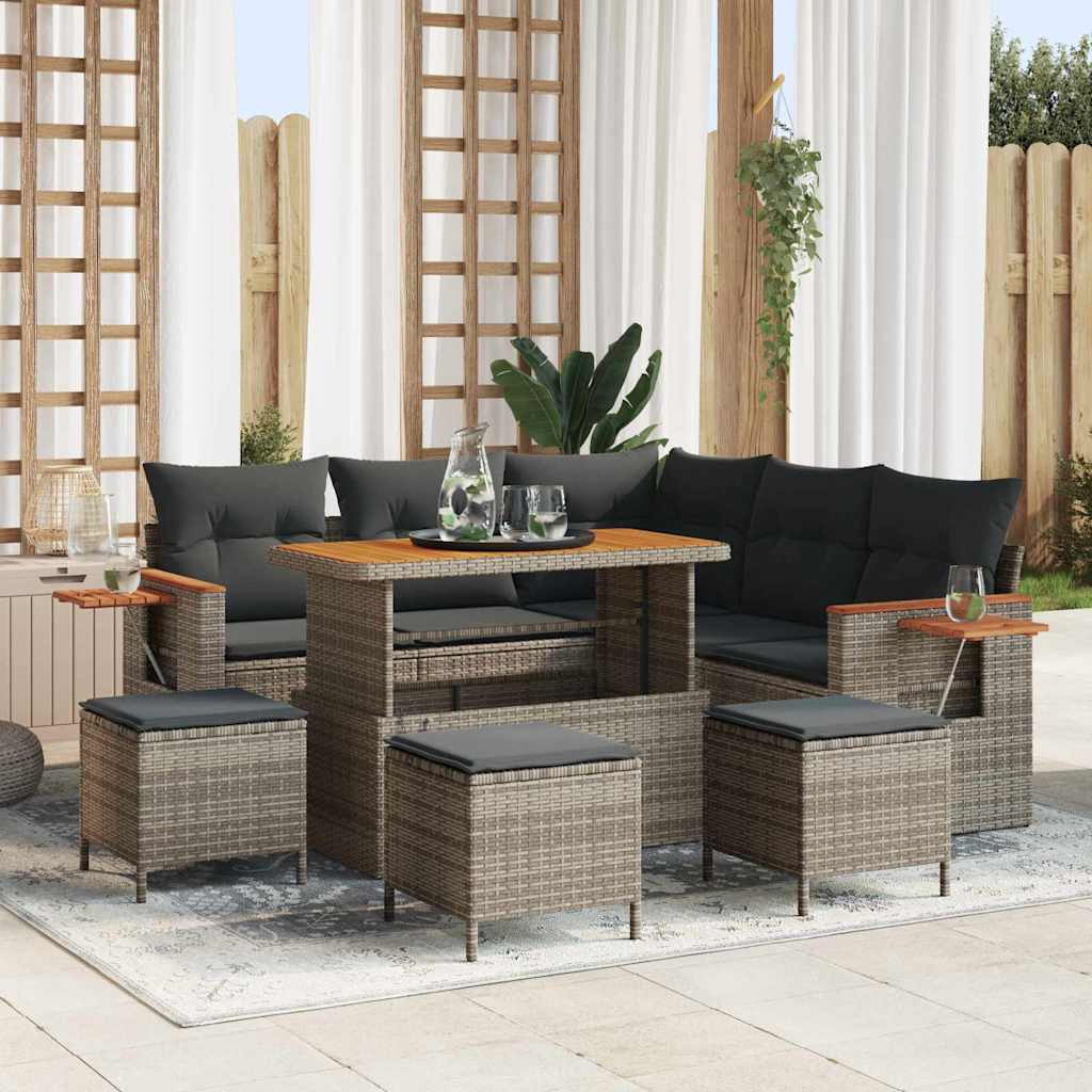 Gartensofa-set mit Kissen 9 pcs Grau