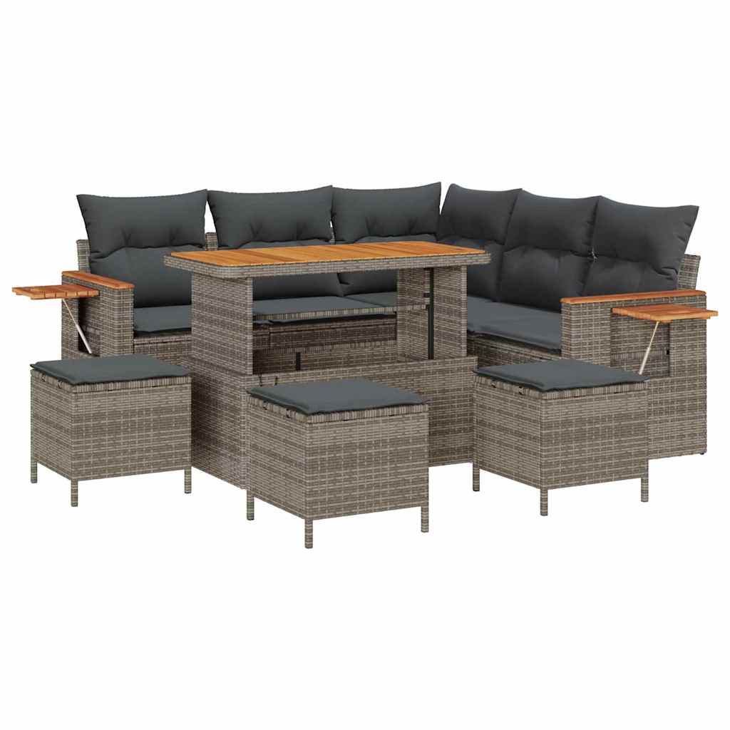 Gartensofa-set mit Kissen 9 pcs Grau