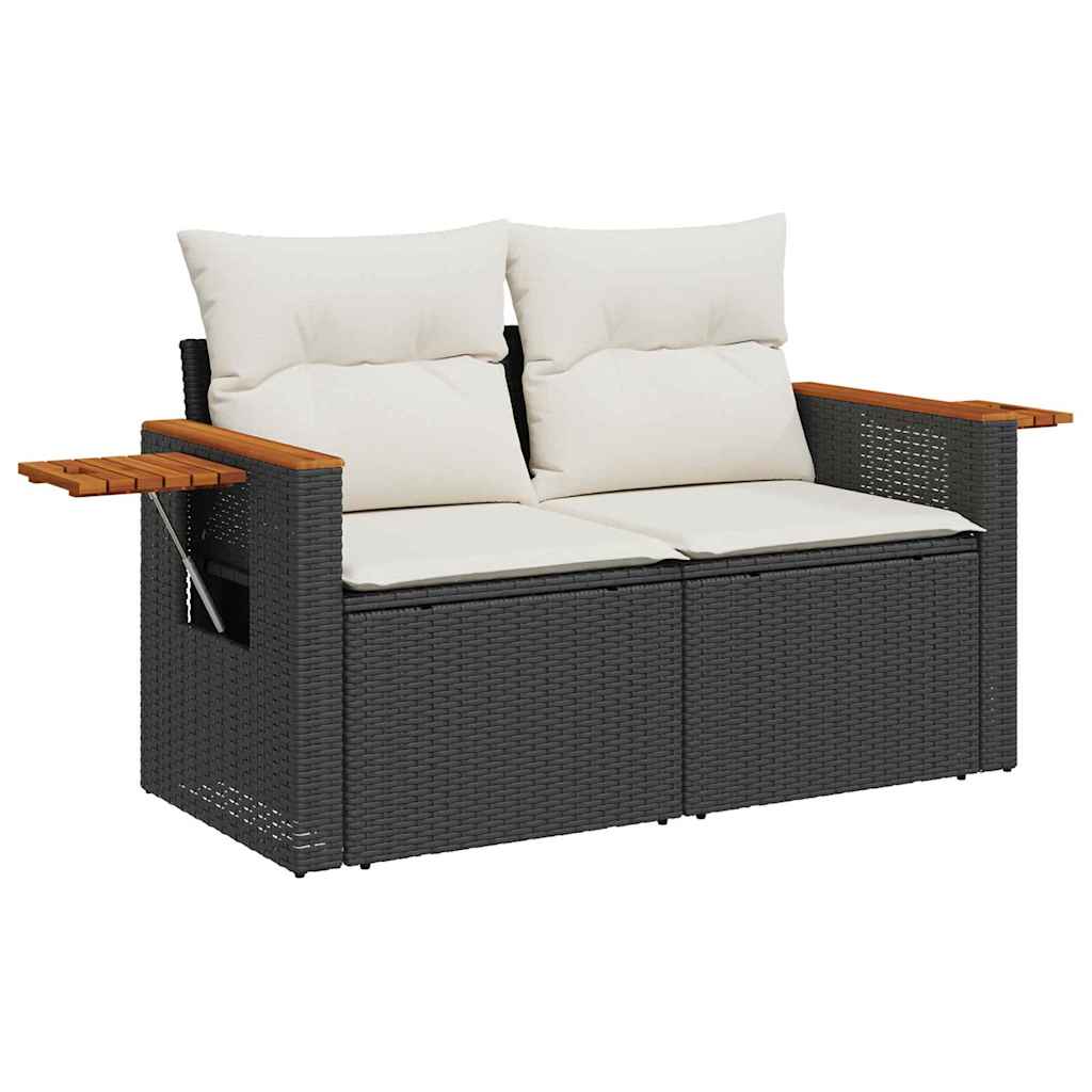 Gartensofa-set mit Kissen 9 pcs Schwarz und Creme