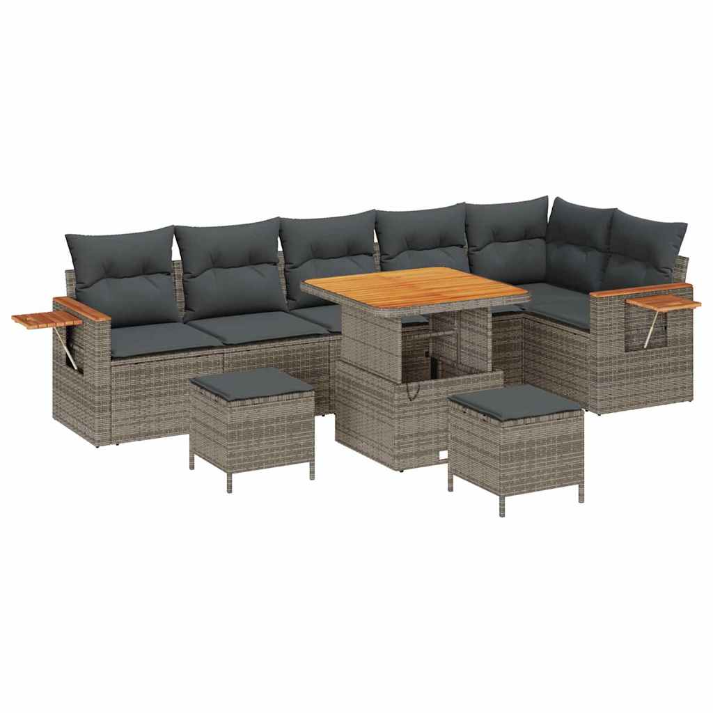 Gartensofa-set mit Kissen 9 pcs Grau