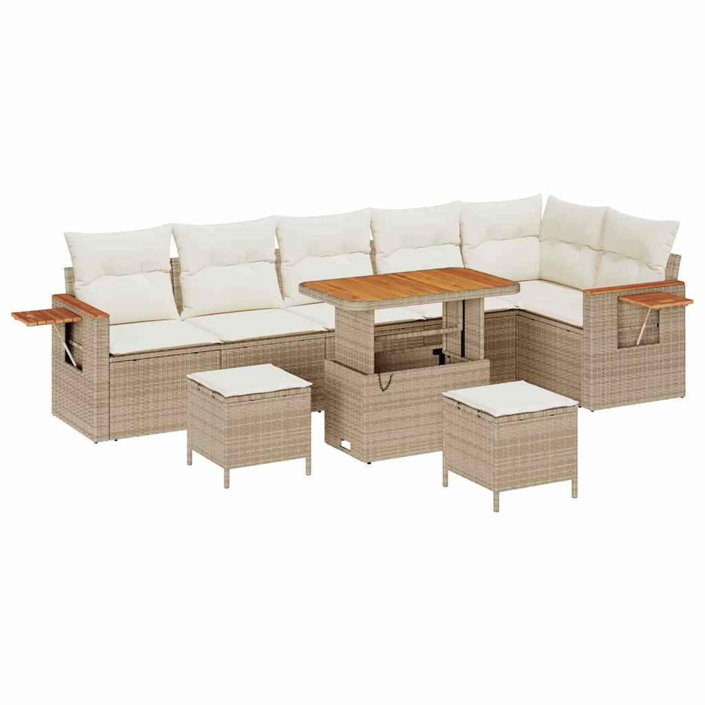Gartensofa-set mit Kissen 9 pcs Beige und Creme