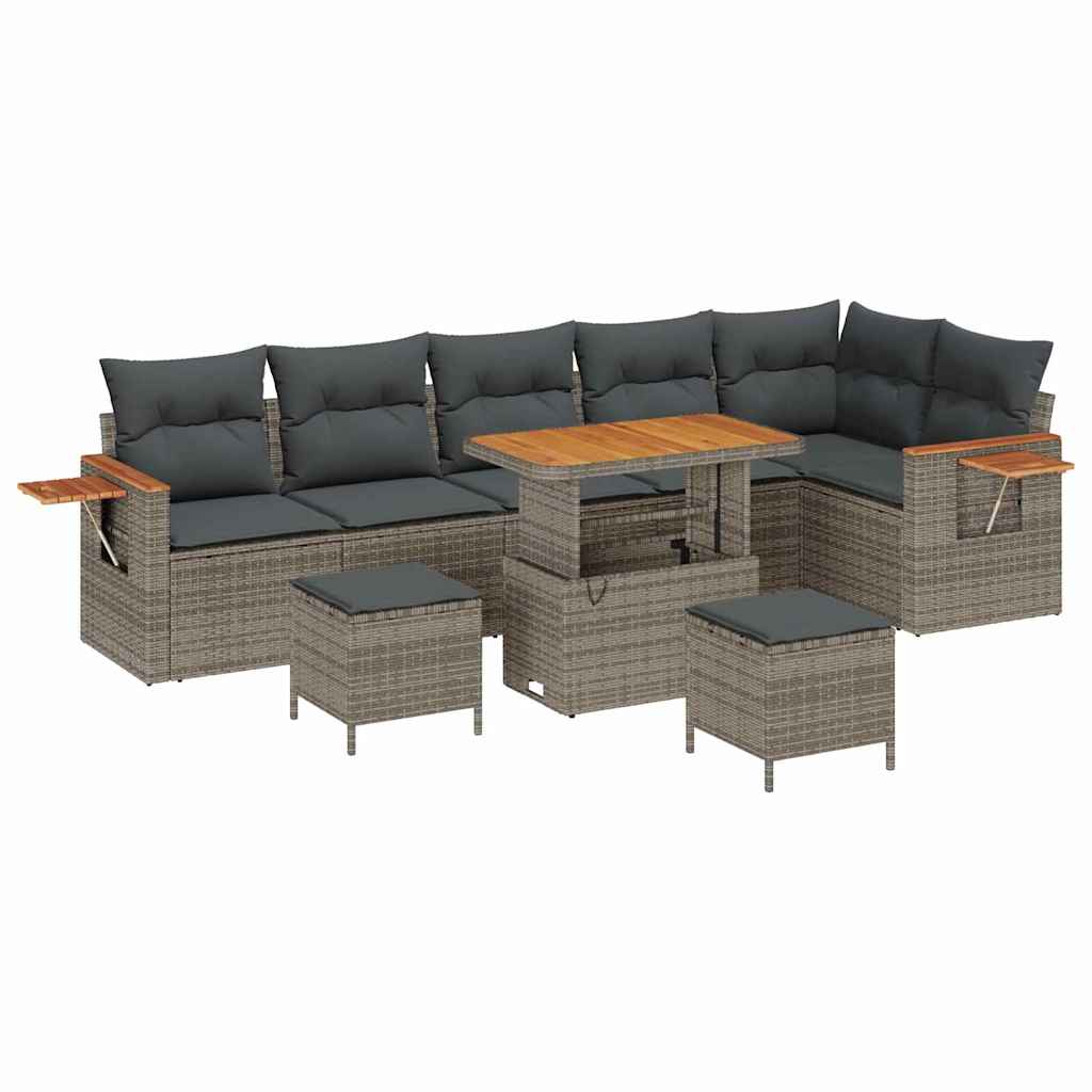 Gartensofa-set mit Kissen 9 pcs Grau