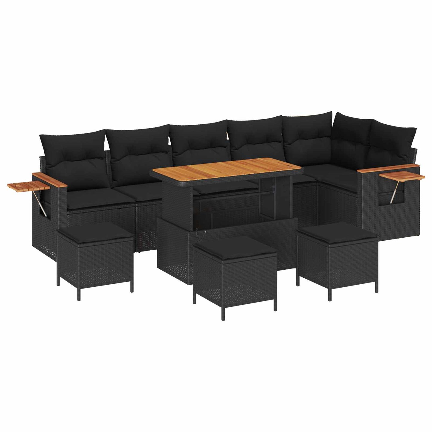 Gartensofa-set mit Kissen 10 pcs Schwarz