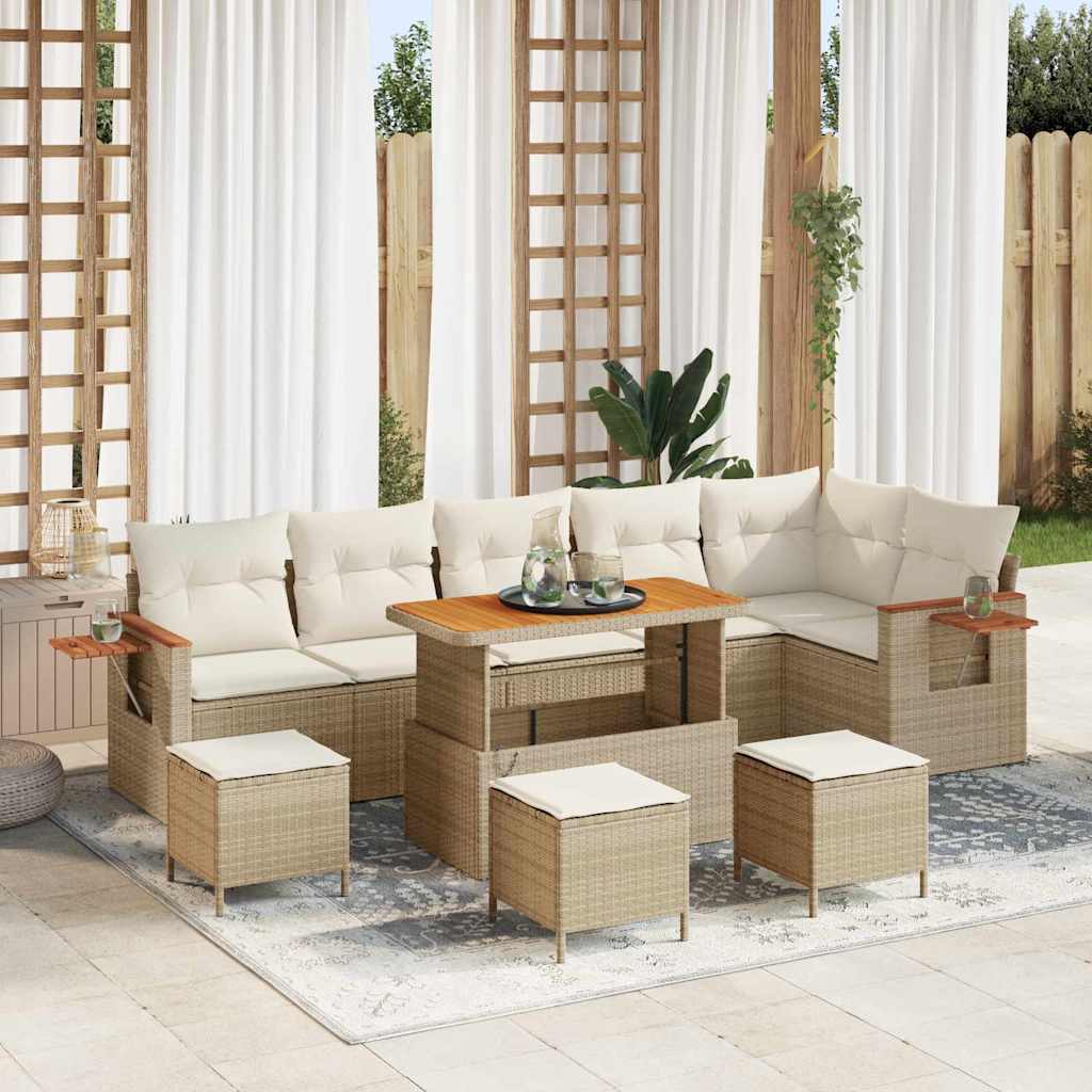 Gartensofa-set mit Kissen 10 pcs Beige und Creme