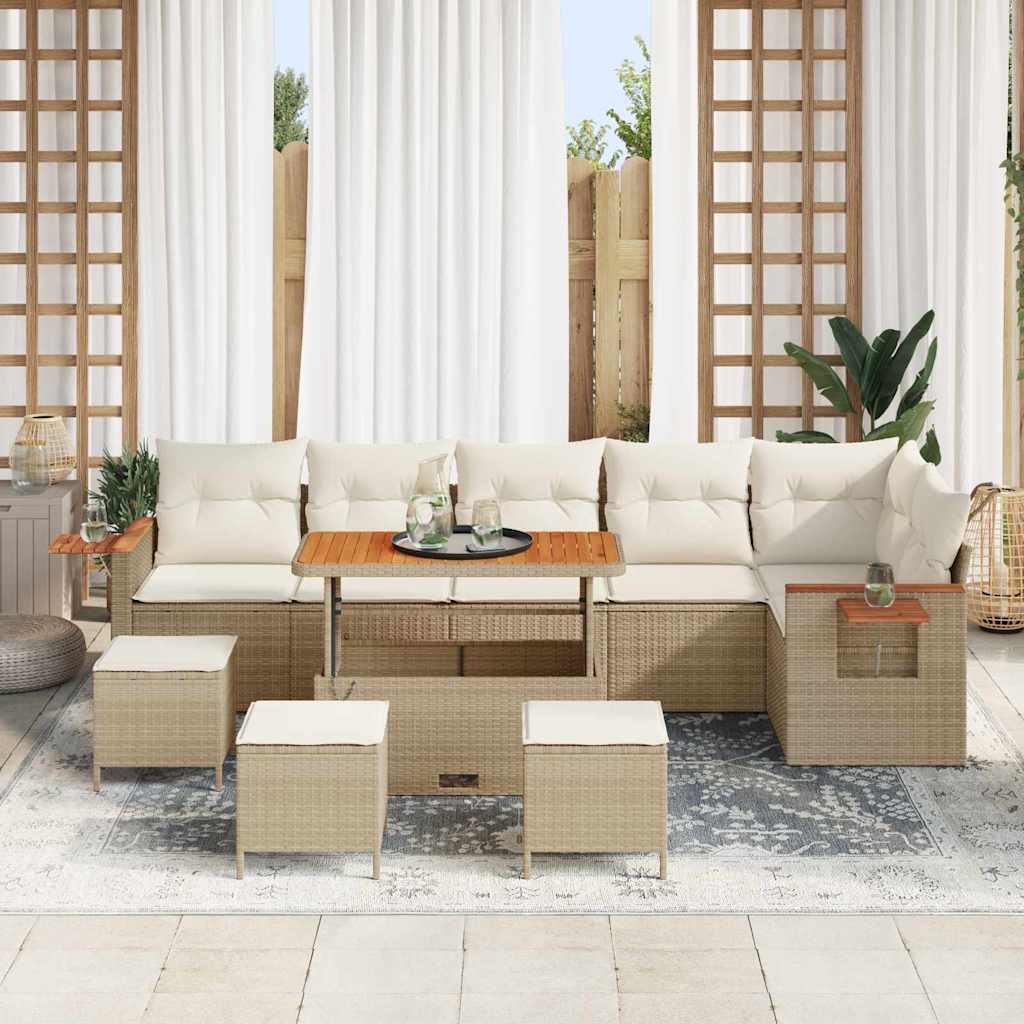 Gartensofa-set mit Kissen 10 pcs Beige und Creme