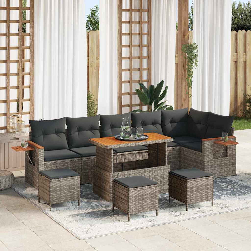 Gartensofa-set mit Kissen 10 pcs Grau