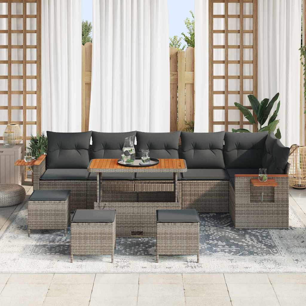 Gartensofa-set mit Kissen 10 pcs Grau