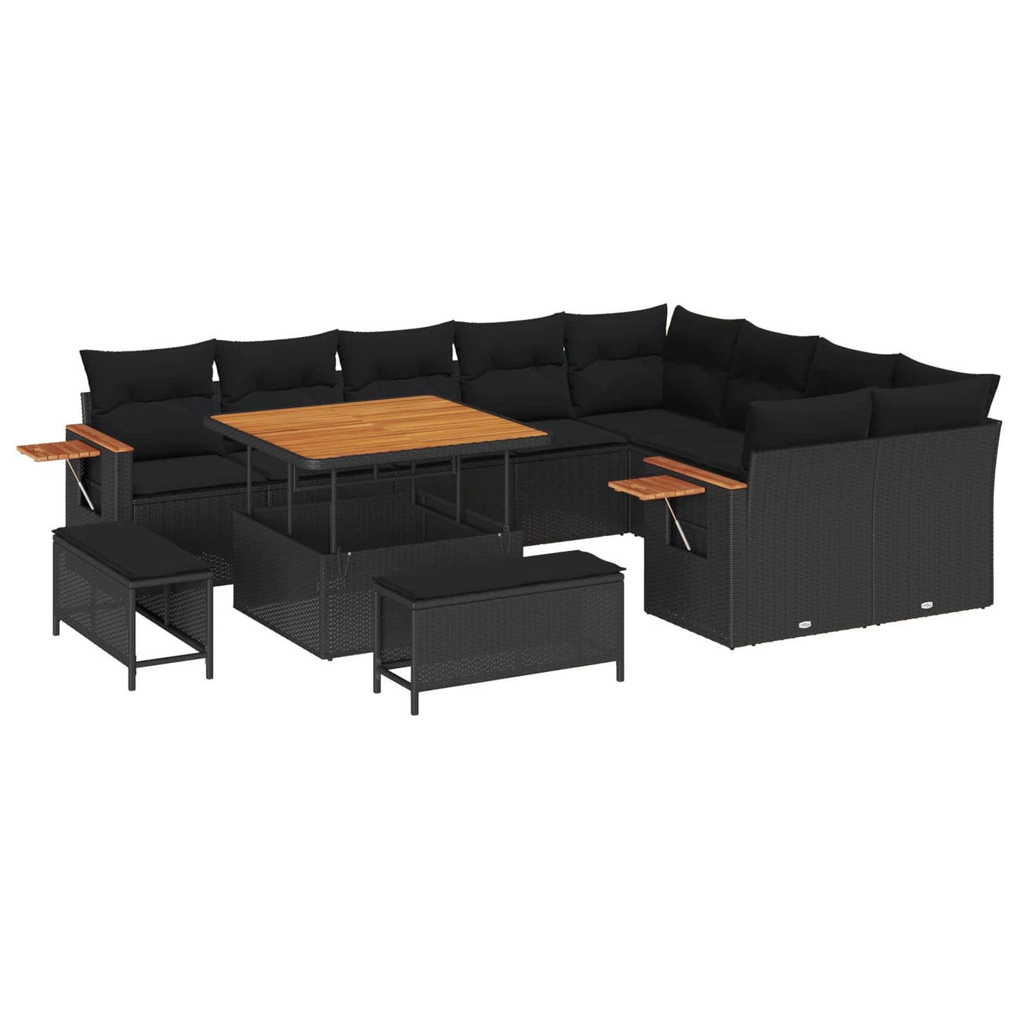 Gartensofa-set mit Kissen 12 pcs Schwarz