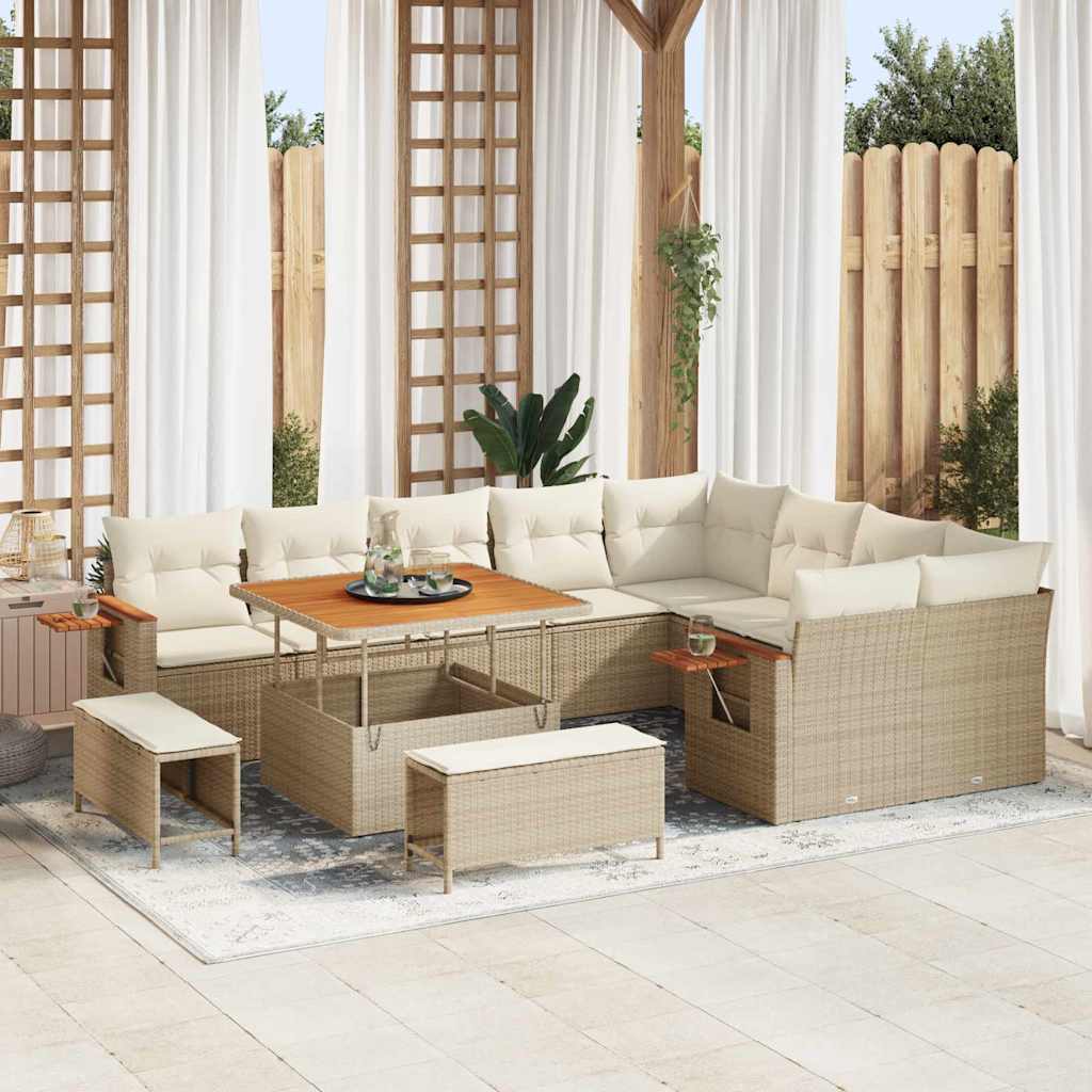Gartensofa-set mit Kissen 12 pcs Beige und Creme