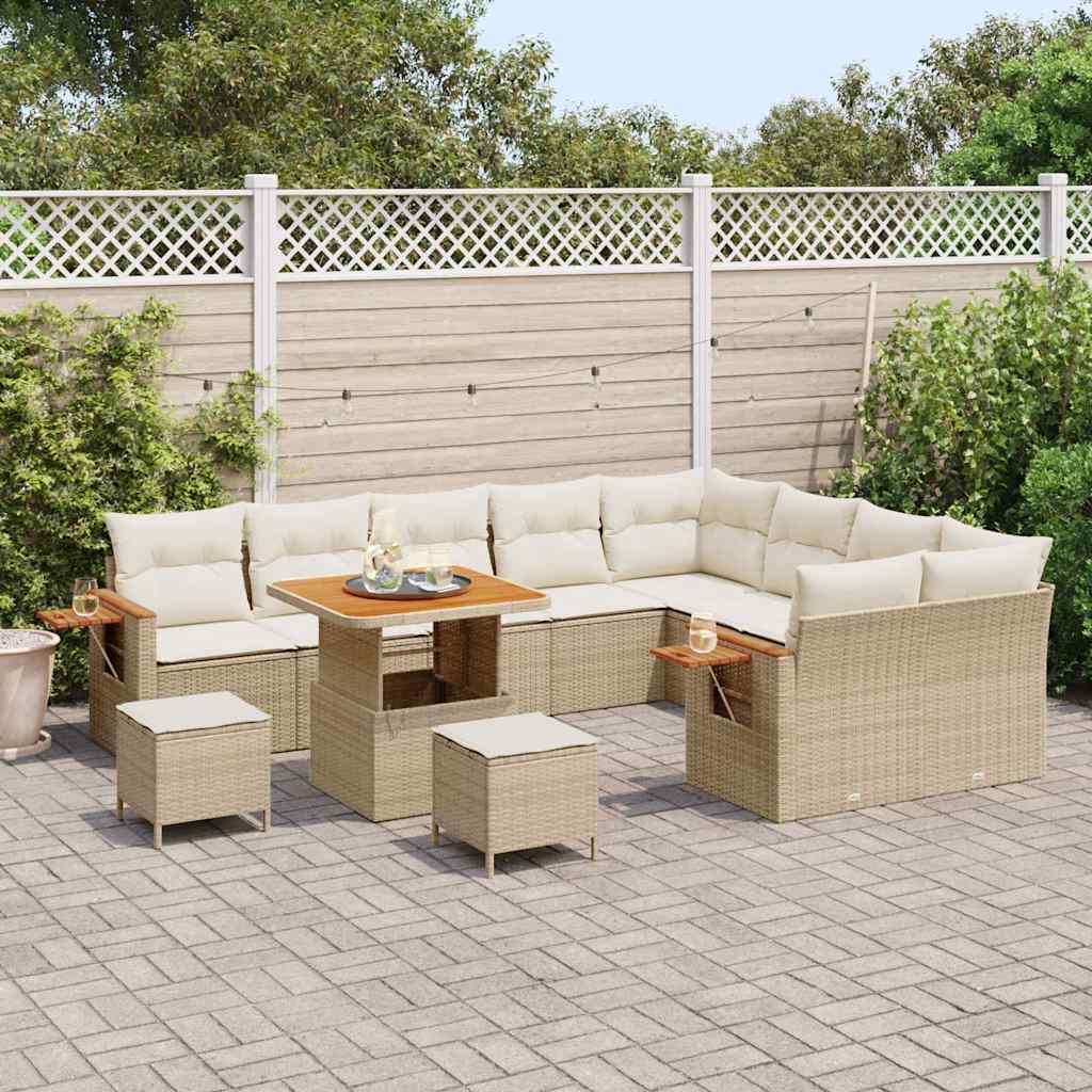 Gartensofa-set mit Kissen 12 pcs Beige und Creme