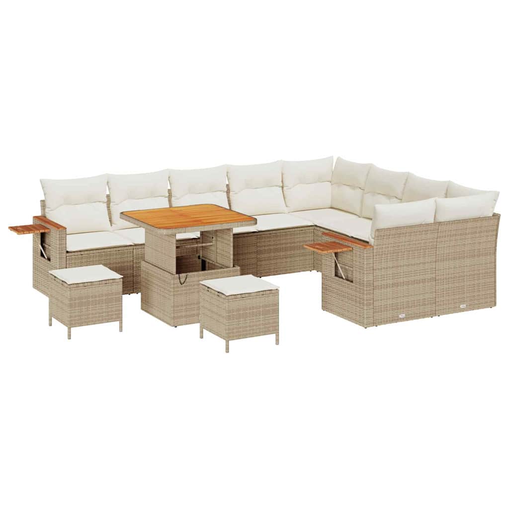 Gartensofa-set mit Kissen 12 pcs Beige und Creme