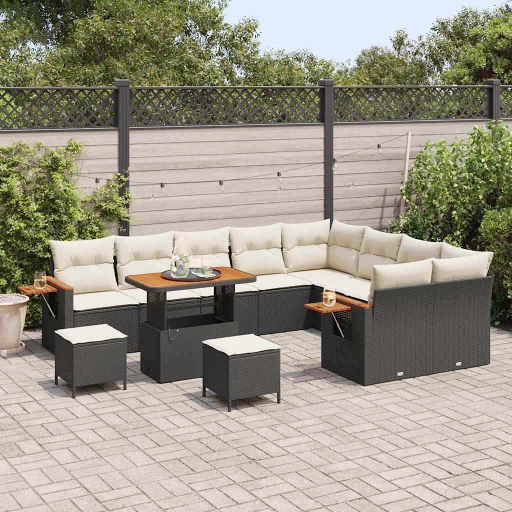 Gartensofa-set mit Kissen 12 pcs Schwarz und Creme