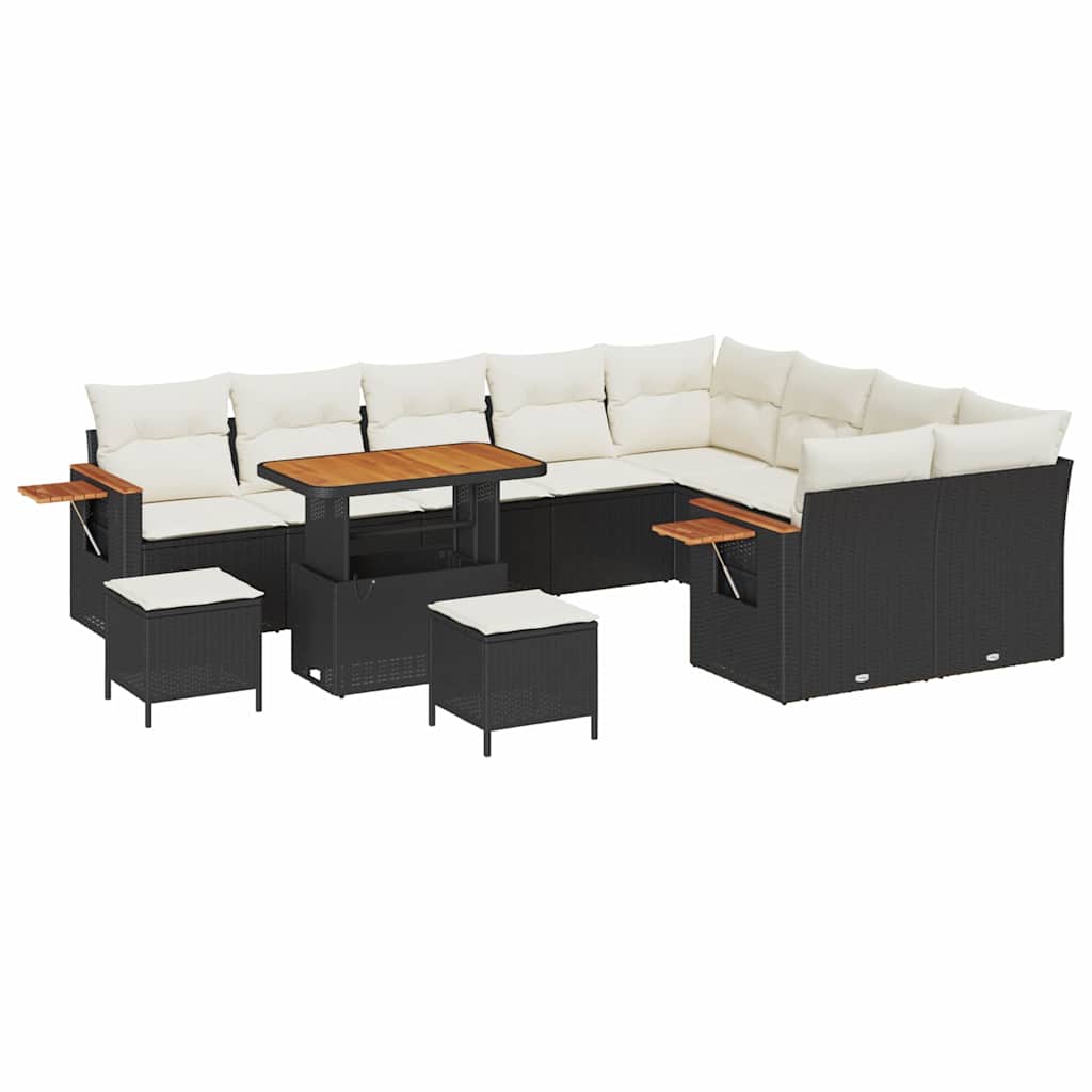 Gartensofa-set mit Kissen 12 pcs Schwarz und Creme