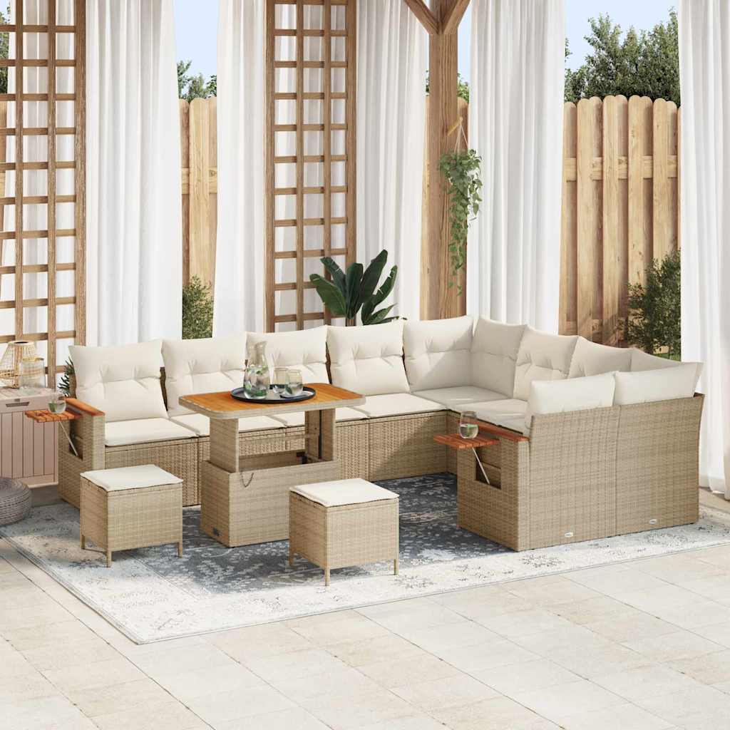 Gartensofa-set mit Kissen 12 pcs Beige und Creme