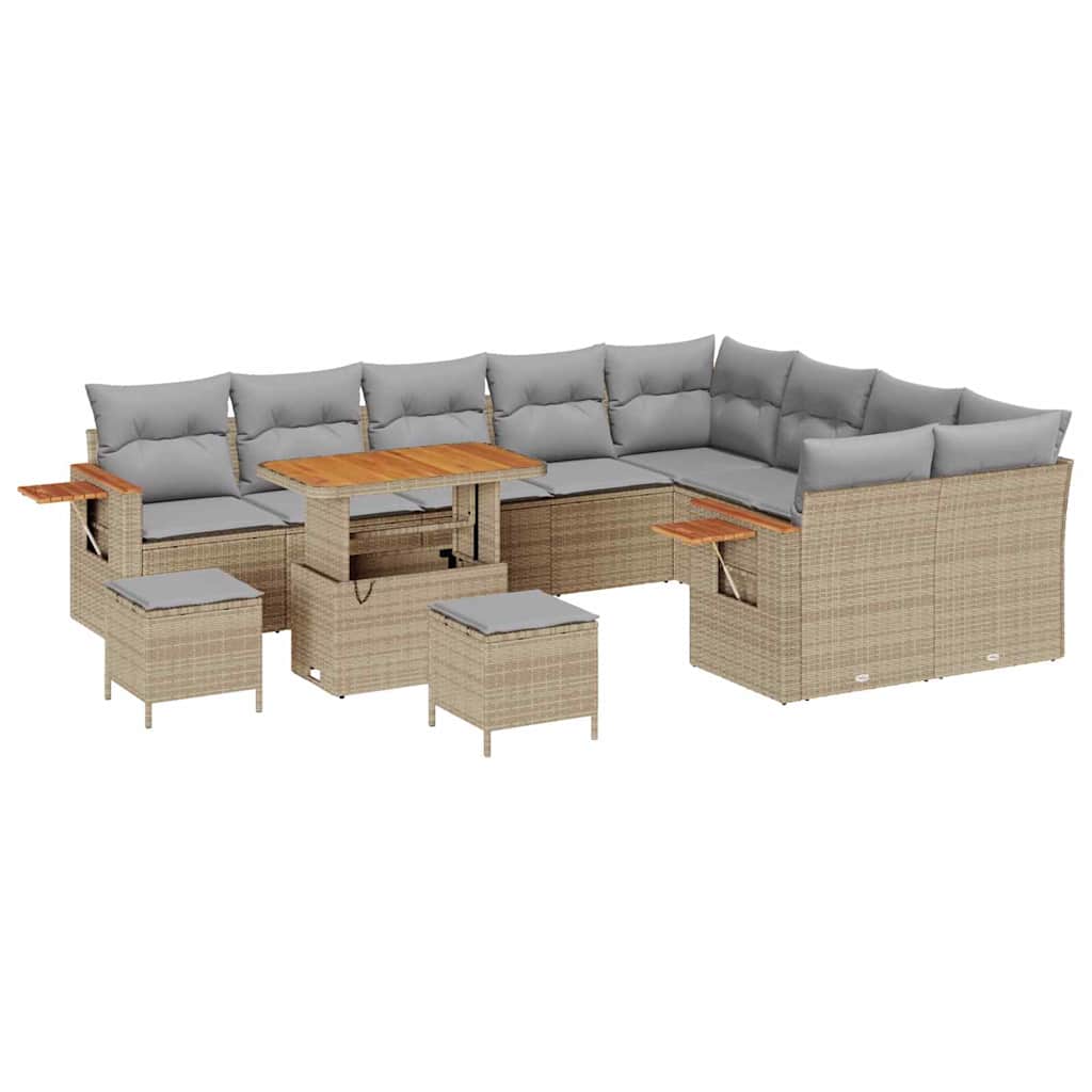 Gartensofa-set mit Kissen 12 pcs Beige und Hellgrau