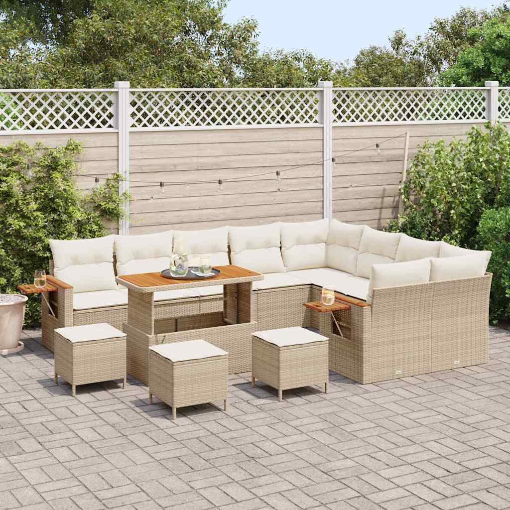Gartensofa-set mit Kissen 13 pcs Beige und Creme
