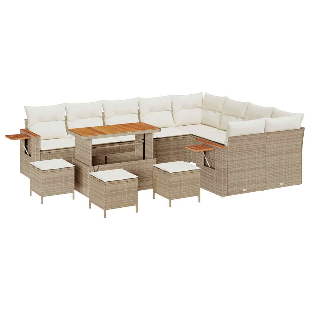 Gartensofa-set mit Kissen 13 pcs Beige und Creme