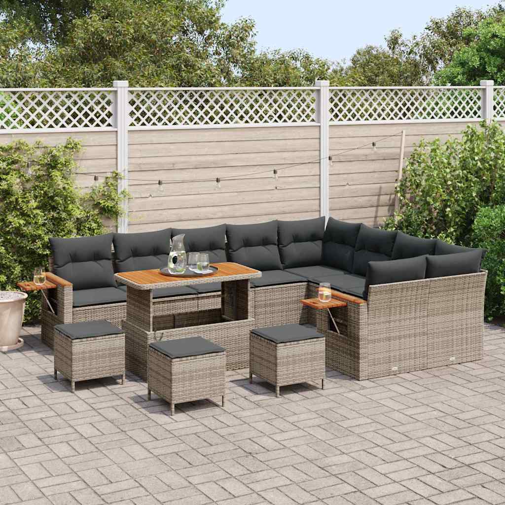 Gartensofa-set mit Kissen 13 pcs Grau