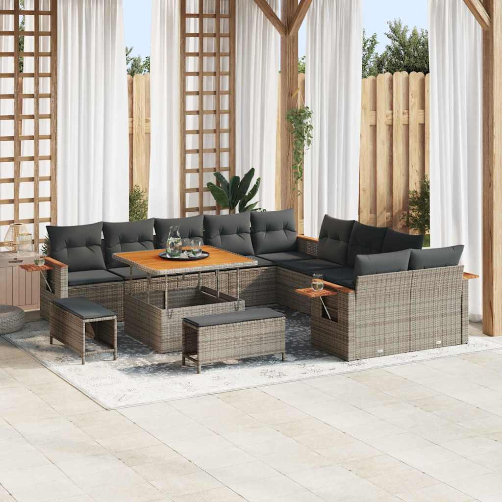Gartensofa-set mit Kissen 13 pcs Grau