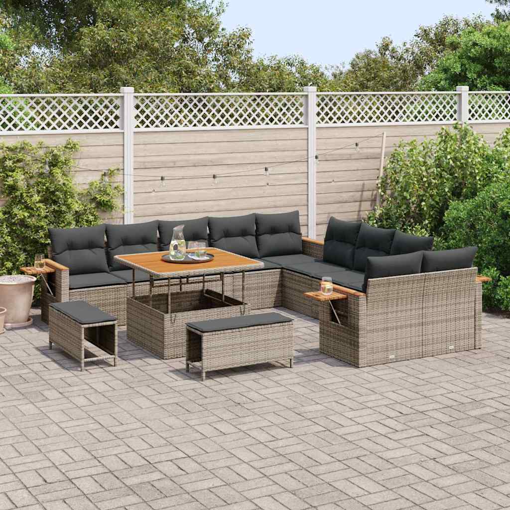 Gartensofa-set mit Kissen 13 pcs Grau
