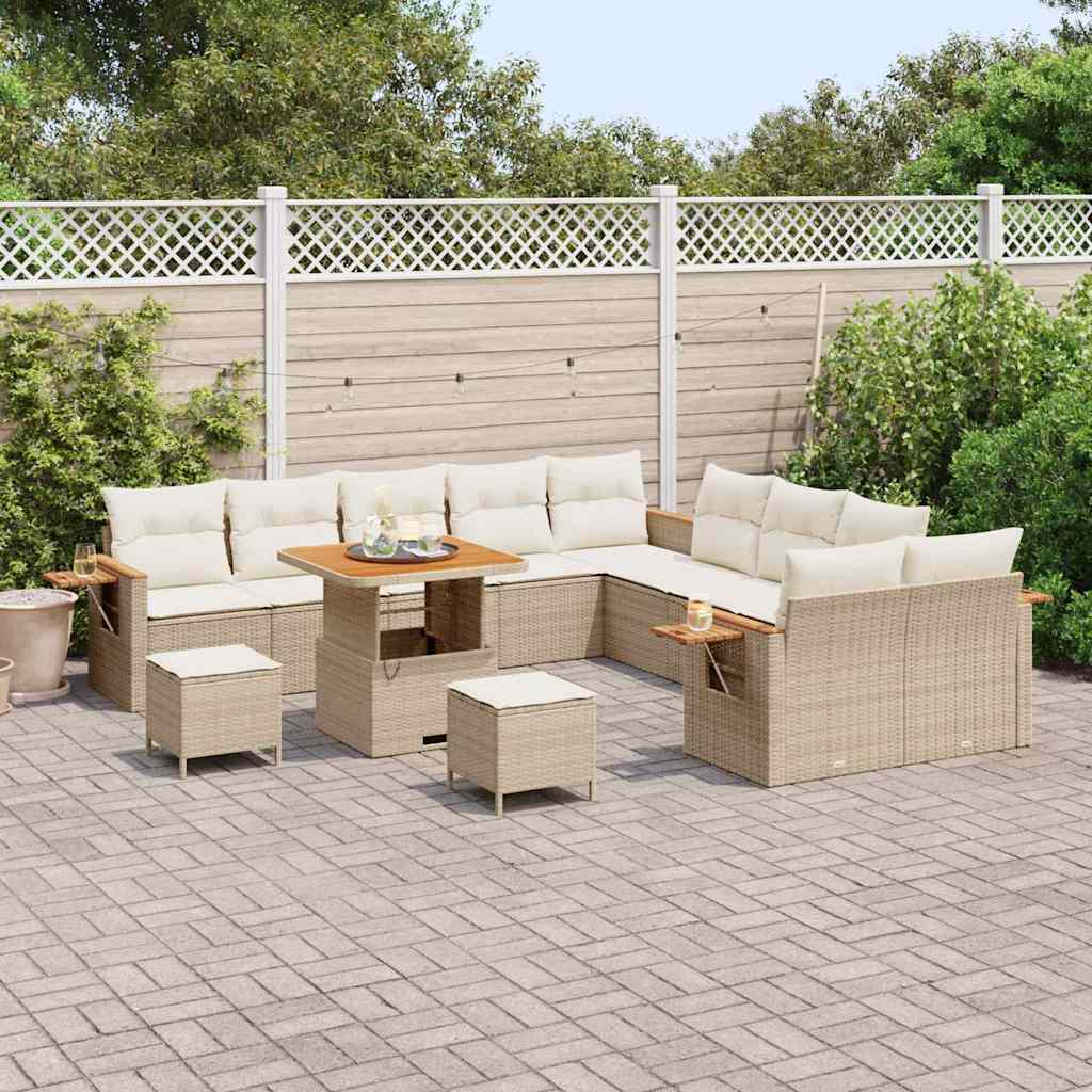Gartensofa-set mit Kissen 13 pcs Beige und Creme