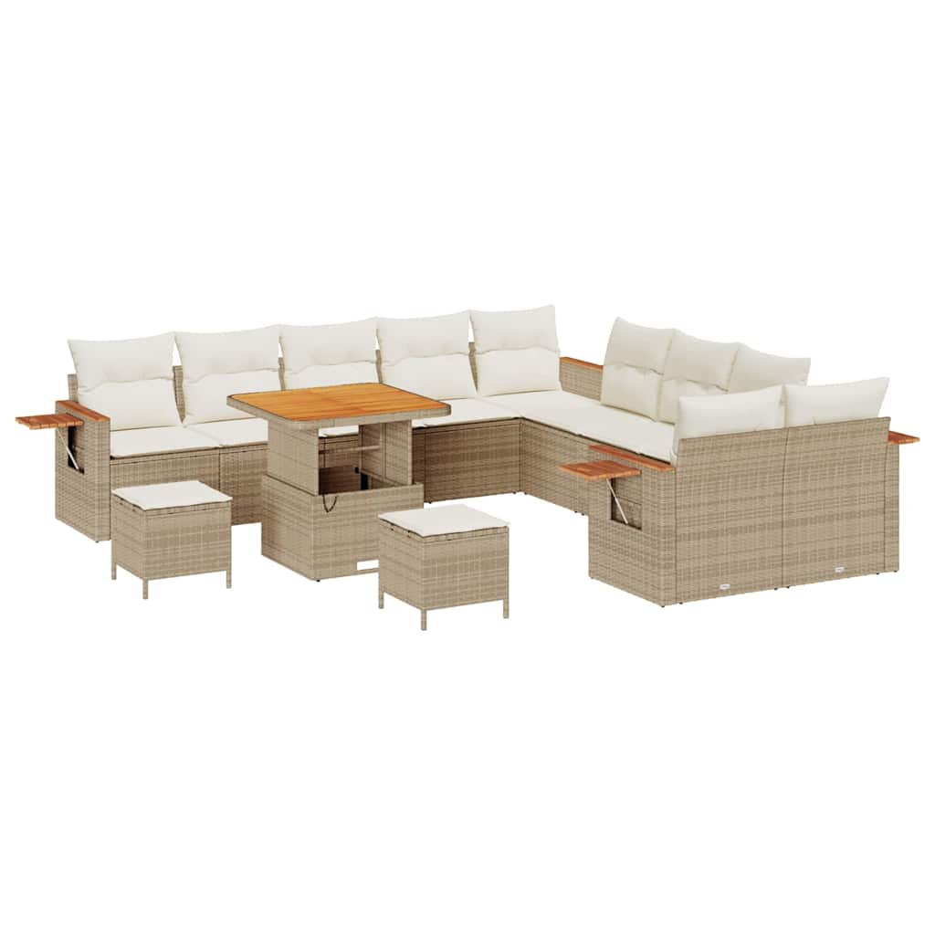 Gartensofa-set mit Kissen 13 pcs Beige und Creme
