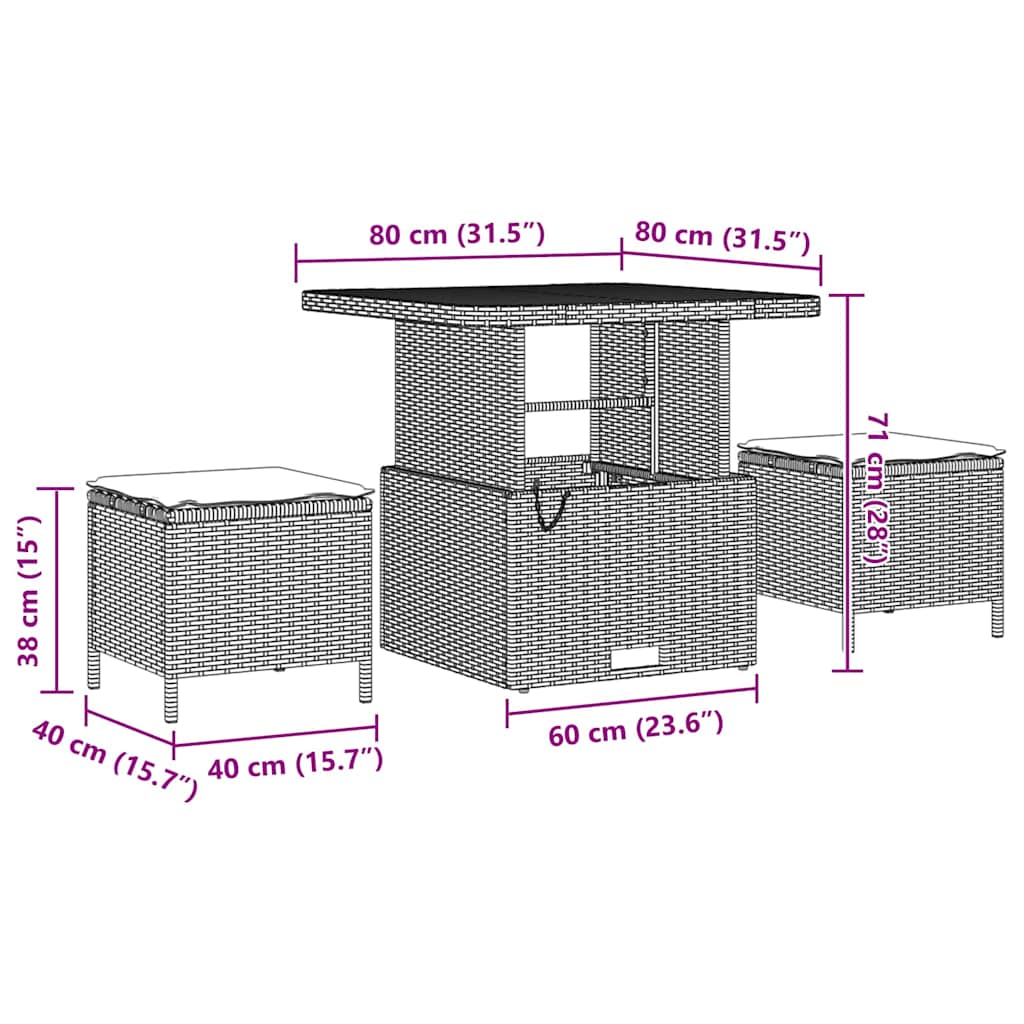Gartensofa-set mit Kissen 13 pcs Beige und Creme