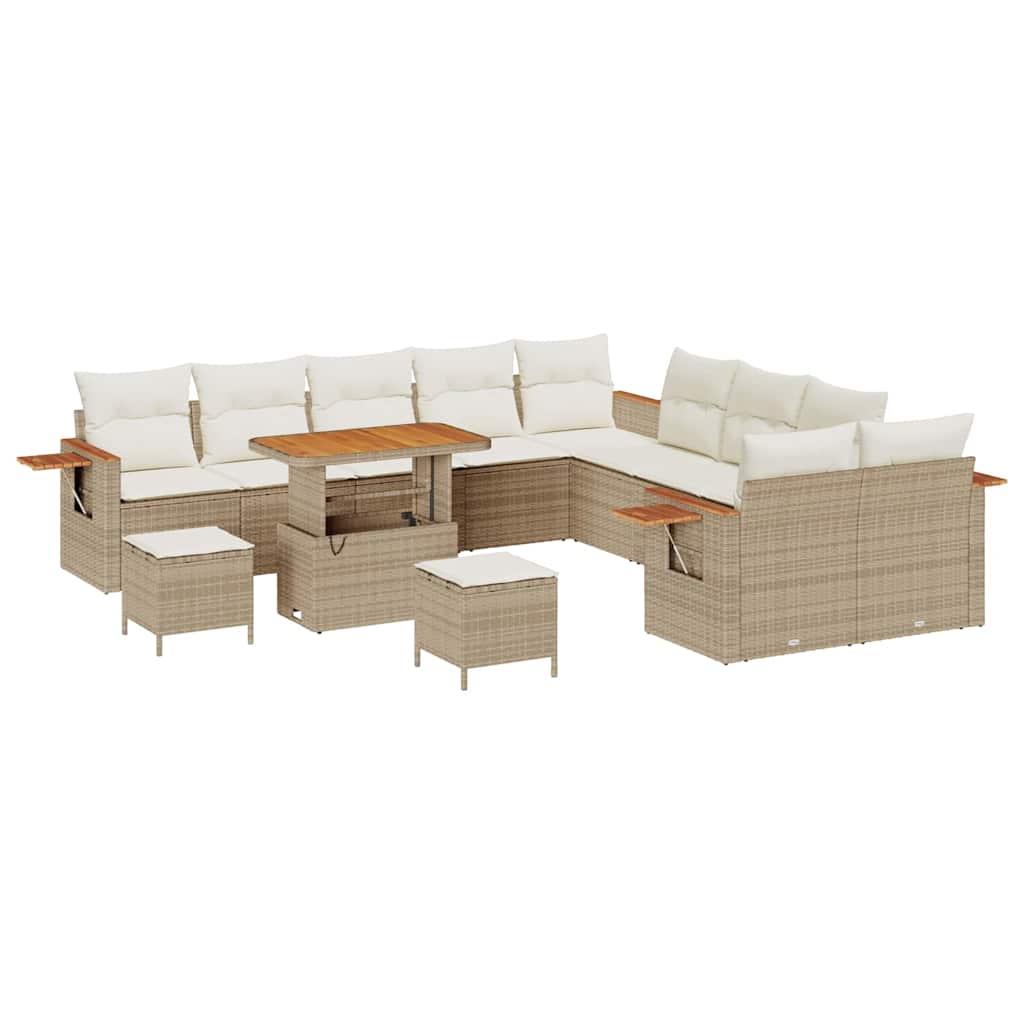 Gartensofa-set mit Kissen 13 pcs Beige und Creme