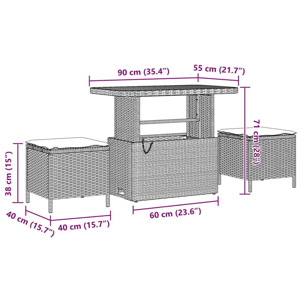 Gartensofa-set mit Kissen 13 pcs Beige und Creme